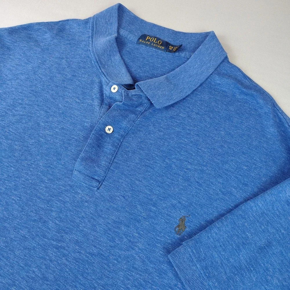 Polo Ralph Lauren Mens 3XB Blue Heather Classic Golf Polo Shirt Big & Tall